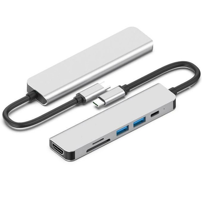 Ελλιμενίζοντας πλήμνη Displayport σταθμών Multiport 6in1 Usb για τον αναγνώστη Chromebook PD77W SD/TF