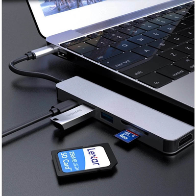 Ελλιμενίζοντας πλήμνη Displayport σταθμών Multiport 6in1 Usb για τον αναγνώστη Chromebook PD77W SD/TF
