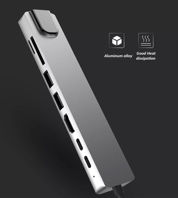 8in1 πολλαπλάσια πλήμνη lap-top σταθμών RJ45 3,0 Usb Γ Hdmi ελλιμενίζοντας