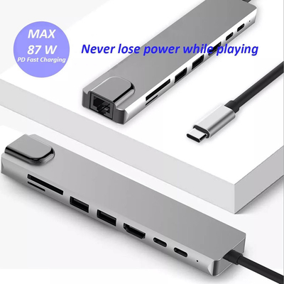 8in1 πολλαπλάσια πλήμνη lap-top σταθμών RJ45 3,0 Usb Γ Hdmi ελλιμενίζοντας
